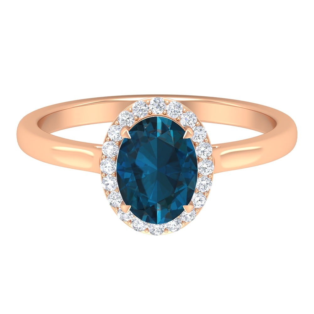 2Ct Oval Cut Blue Topaz Diamond Solitaire Engagement Ring 14K Yellow Gold Finish