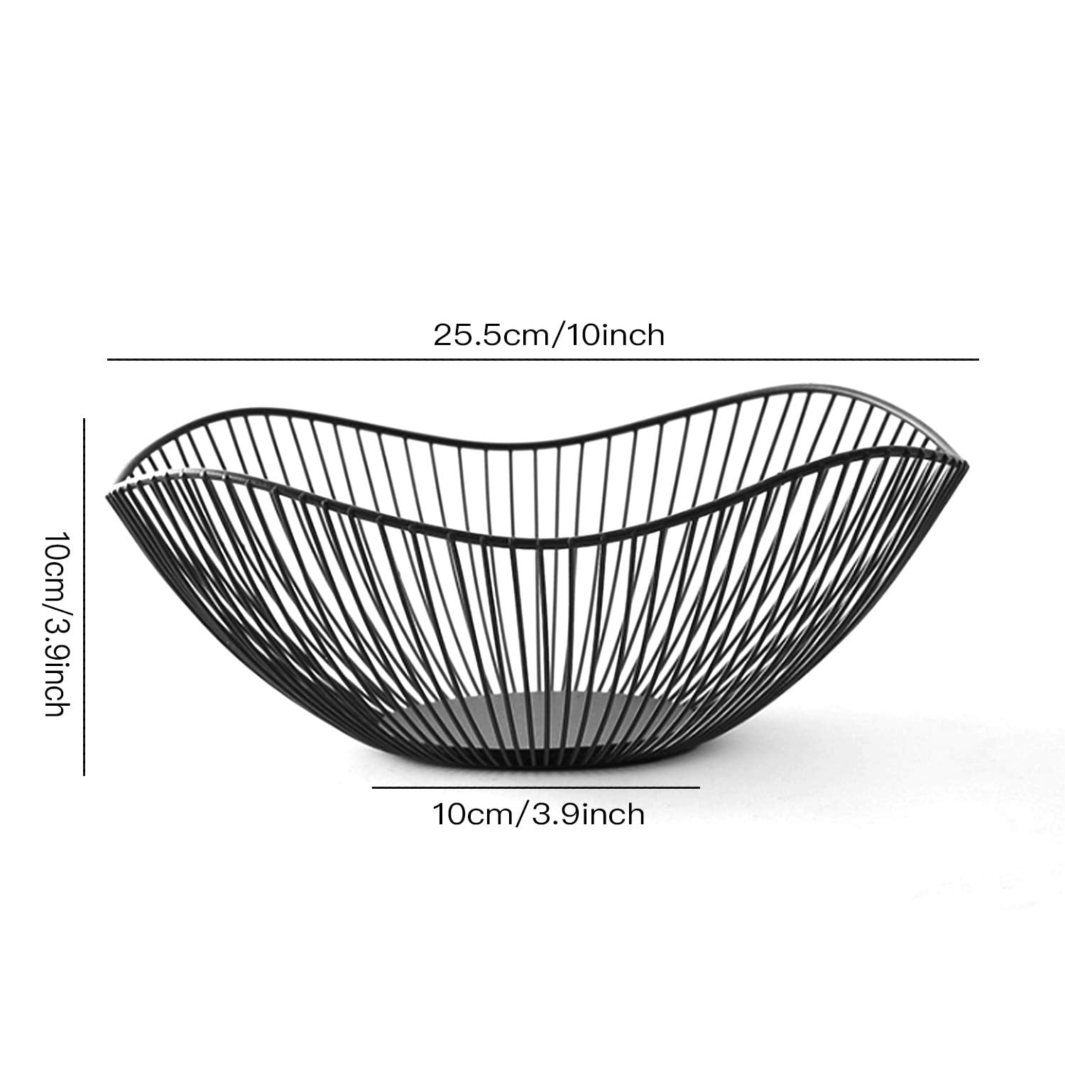 Metal Wire Fruit Basket  Black Bowl For Kitchen Counter Holder Stand Storage Baskets Countertop Home Decor Table Centerpieces Vegetable Fruits Veggies Snacks (black)