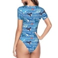 thumbnail image 4 of Naloa Blue Fish Women's Short-Sleeved Onesie, One-Piece Swimsuit for Parties, dates, clubs - Large, 4 of 9
