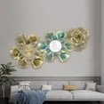 thumbnail image 1 of Espejo de pared de lujo con luz de estilo nórdico, espejo de flores y hojas de albaricoque dorado, espejo decorativo de pared para pasillo de hierro, 1 of 5