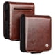 thumbnail image 1 of QIALINO For Samsung Galaxy Z Flip7 5G Case with Card Holder Genuine Cow Leather Stand Phone Cover Brown, 1 of 5