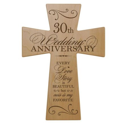 LifeSong Milestones 30th Wedding Anniversary Maple Wood Wall Cross Gift for Couple