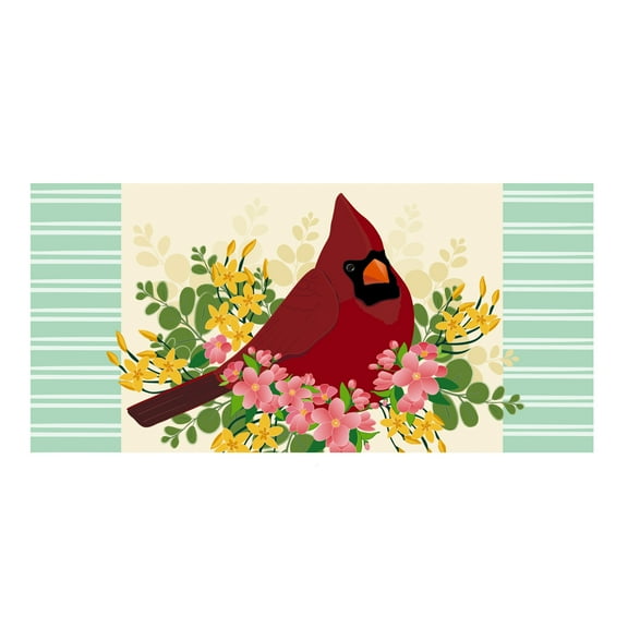 Evergreen,Sassafras Mat Set,Sassafras Switch Mat Size: 22"W x 10"H, Black Scroll Sassafras Mat Tray: 30"W x 18"H, Spring Floral Cardinal