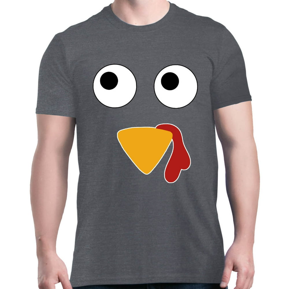 Shop4Ever Shop4Ever Men's Turkey Face Thanksgiving Graphic Tshirt