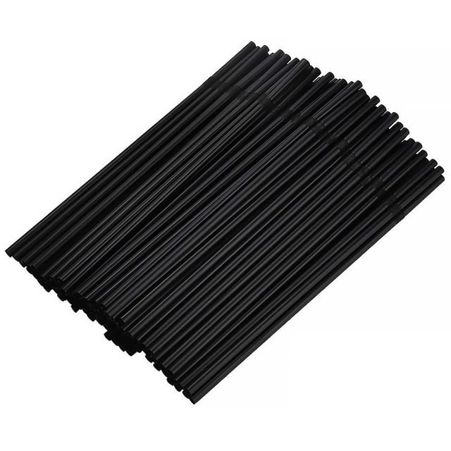 3 Pajitas Plástico A Rayas Coloridas (paquete 100 Negras)