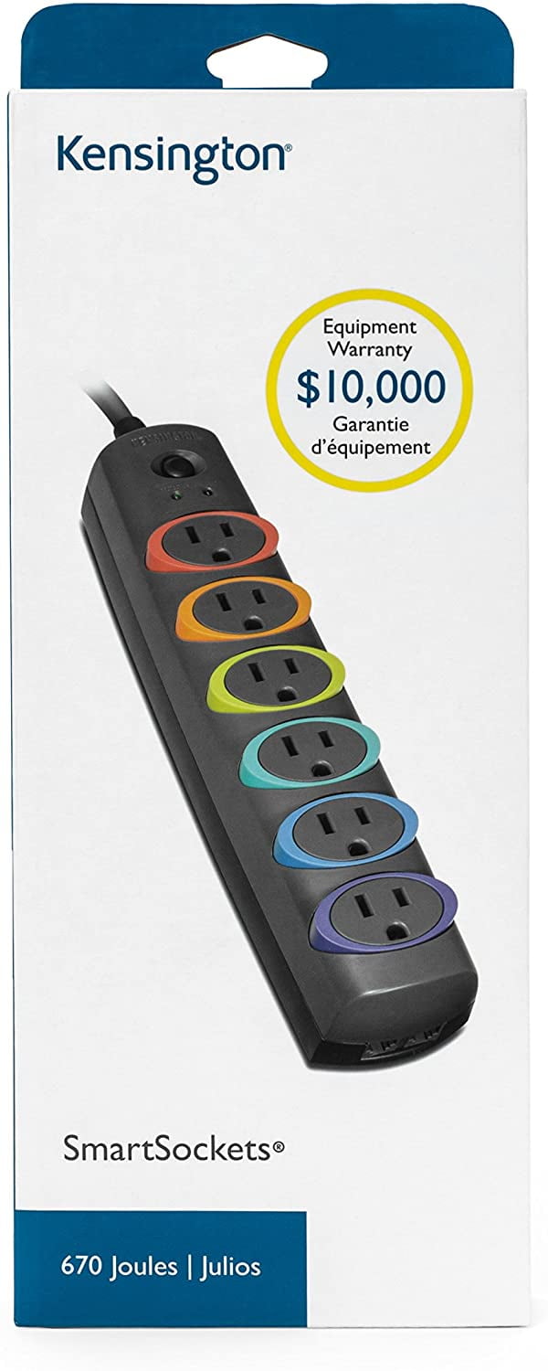 Kensington 62146C SmartSockets Basic 6Outlet ColorCoded Power Strip