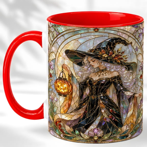 Witch Halloween Coffee Mug, Pumpkin Lantern Mug, Ceramic Cup