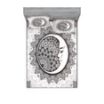 thumbnail image 2 of Ambesonne Mandala Fitted Sheet & Pillow Sham Set, Moon Stars Bohemian Pattern, Twin, White Beige and Black, 2 of 3