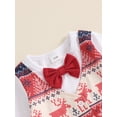 thumbnail image 6 of Baby Toddler Boy Christmas Outfit, 0 3 6 12 18 Months Long Sleeve Patchwork Romper with Pants and Hat Infant Clothing Set, 6 of 9