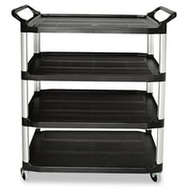Rubbermaid Commercial Open Sided Utility Cart, Four-Shelf, 40.63 x 20 x 51, Black