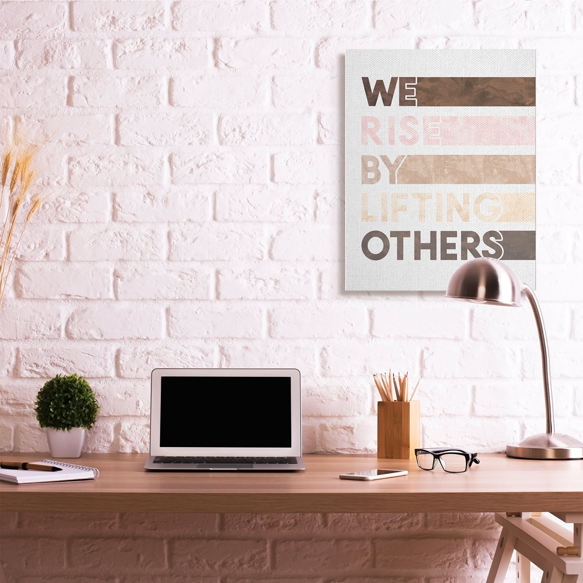 Stupell Industries Rise By Lifting Others Phrase Motivational Help Phrase Typography Painting Gallery Wrapped Canvas Art Print Wall Art, 30 x 40