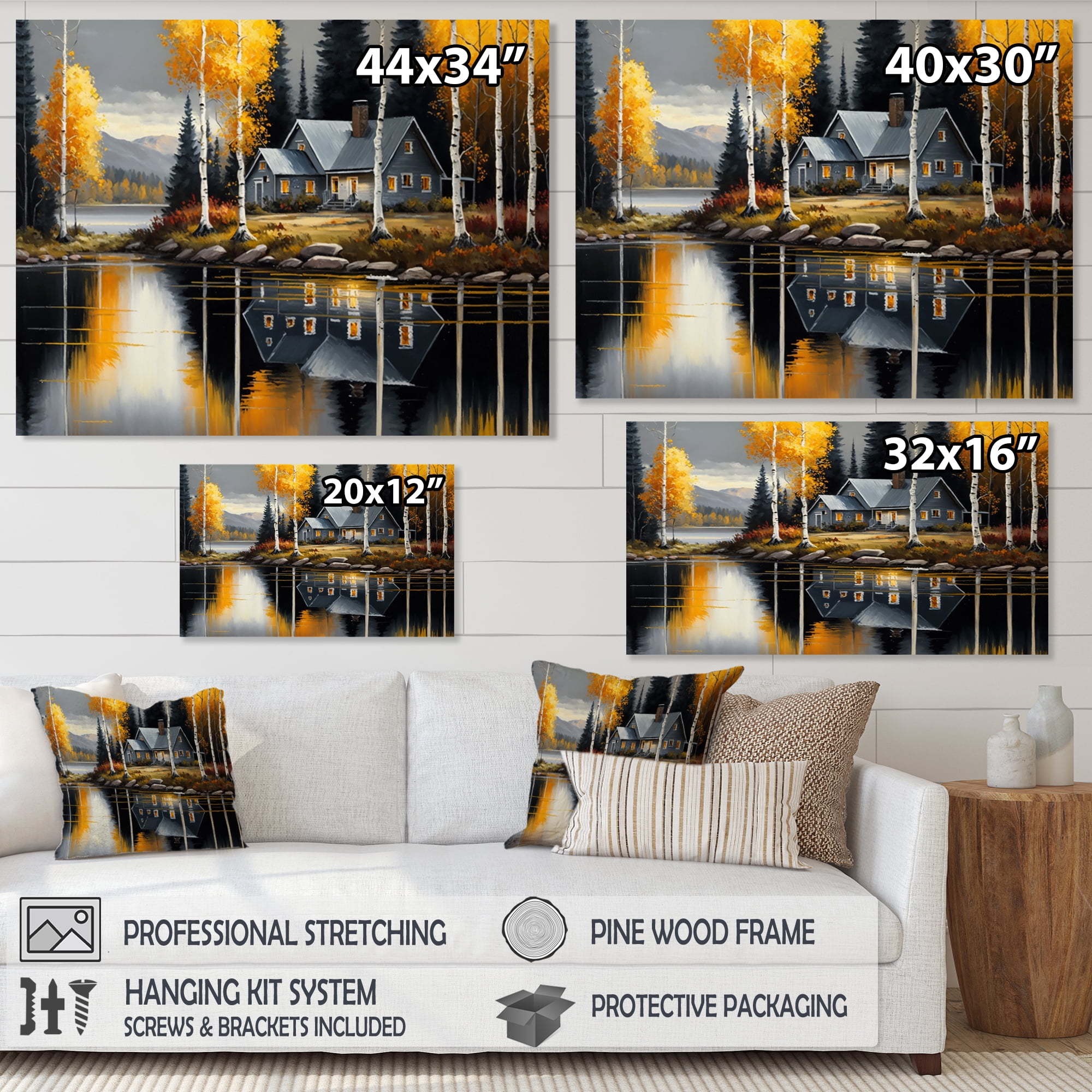 Designart Cabin By The Lake In Summer II Canvas Wall Art