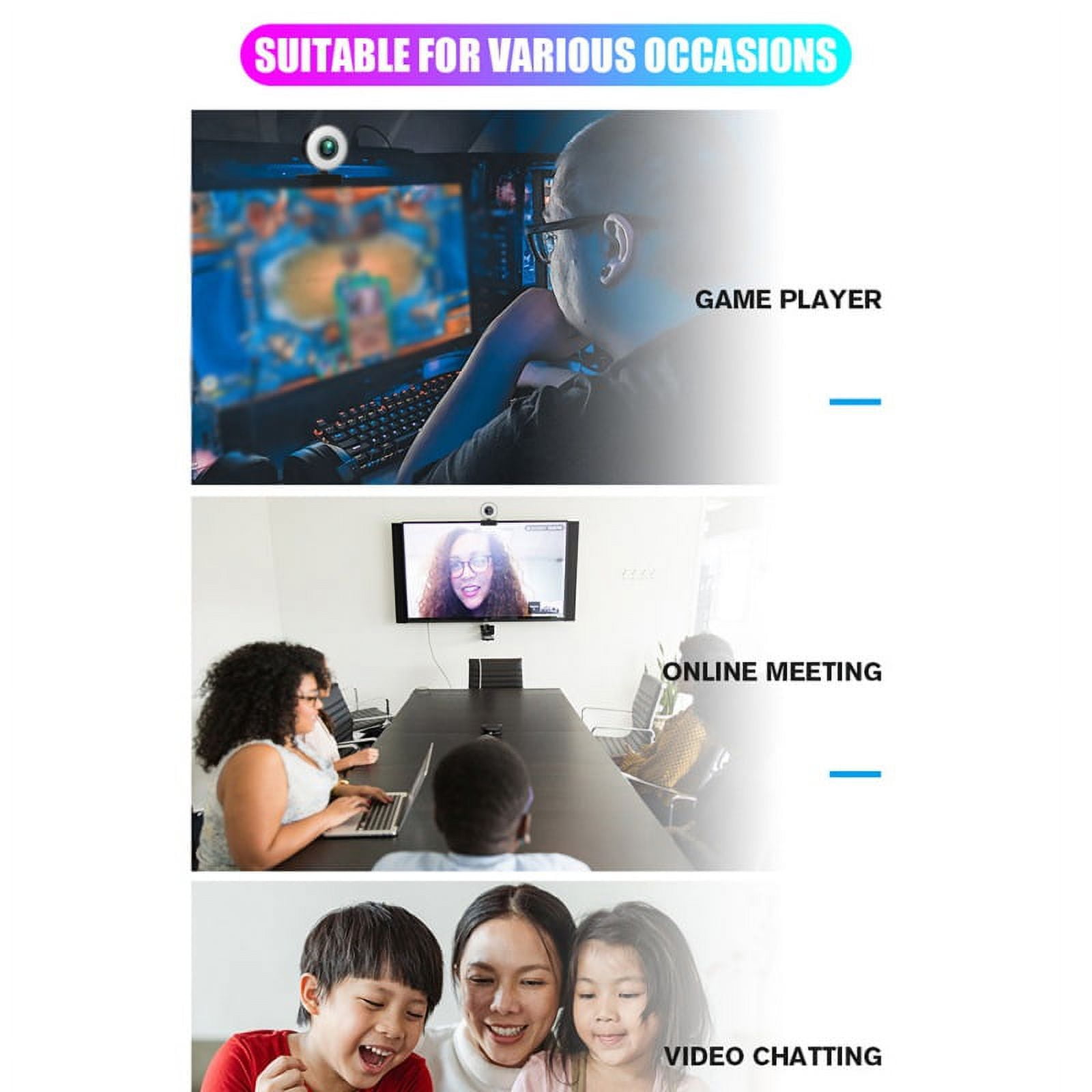 4K Webcam with Microphone for Desktop USB Streaming Web Camera - 4K Fixed Focus, Touch Three-speed Light + Stand