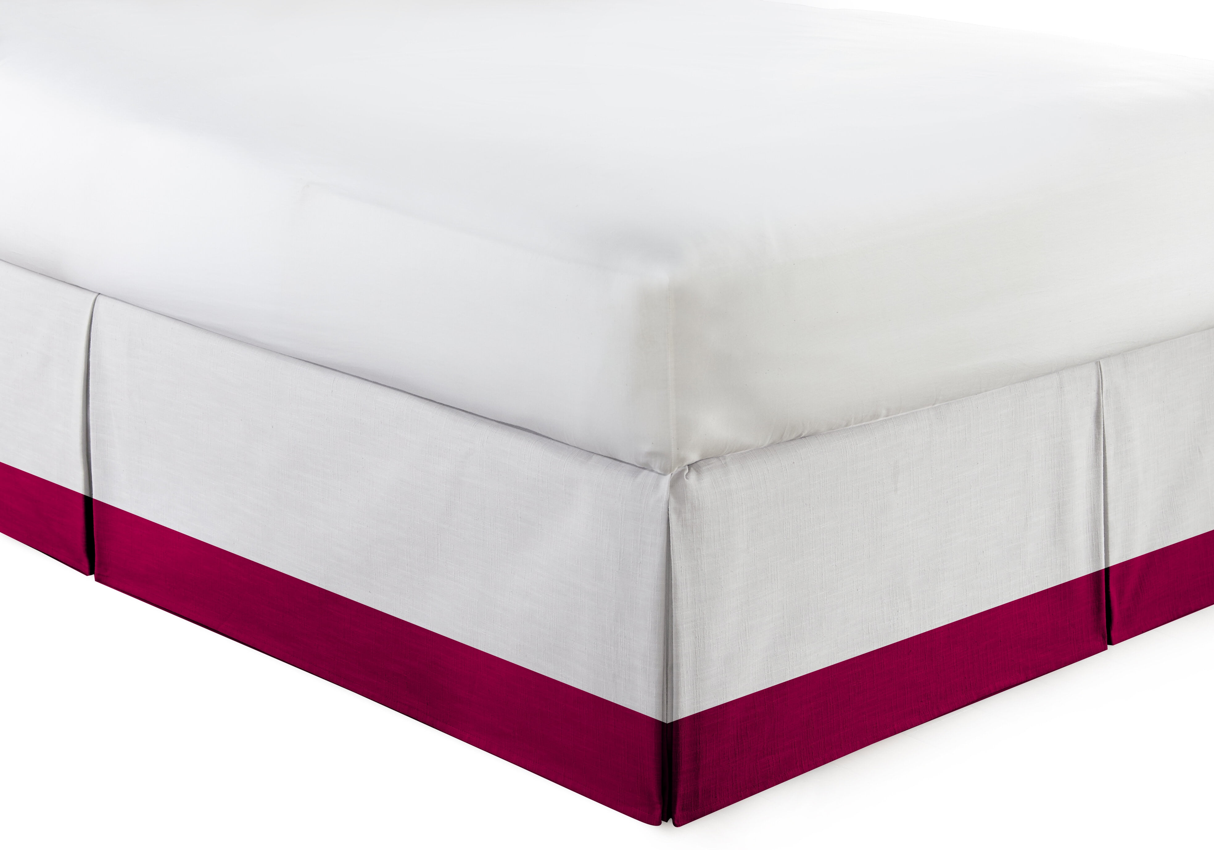 100 Egyptian Cotton 1PC Box Pleated Bed Skirt with Colored Band Border