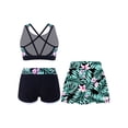 thumbnail image 2 of iEFiEL Girls Flowers Leaves Printed Swimwear Youth Juniors Crop Top with Skirt and Shorts for Beach Pool Bathing Swimming Holiday Lily 8, 2 of 7