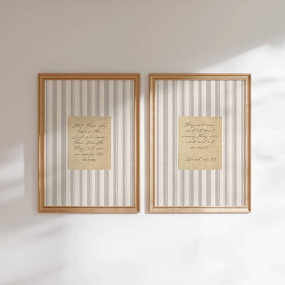 Isaiah 40 Bible Verse Neutral Christian Wall Art Set 2 Unframed Paper Print 8x12