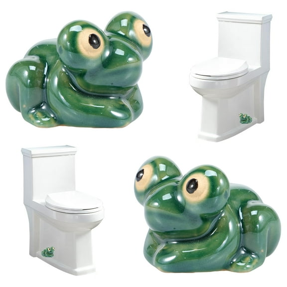 2Pcs Toilet Bolt Caps Decorative Toilet Bolt Covers Ceramic Cute Frog Covers Toilet Bolts Bathroom Decor Easy installation 6x4x4.5cm(Green frog)