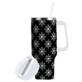 thumbnail image 2 of 30 oz Tumbler With Handle Stainless Steel Insulated Tumbler With Lid for Car Cup Holder Black and White Lace Pattern, 2 of 9