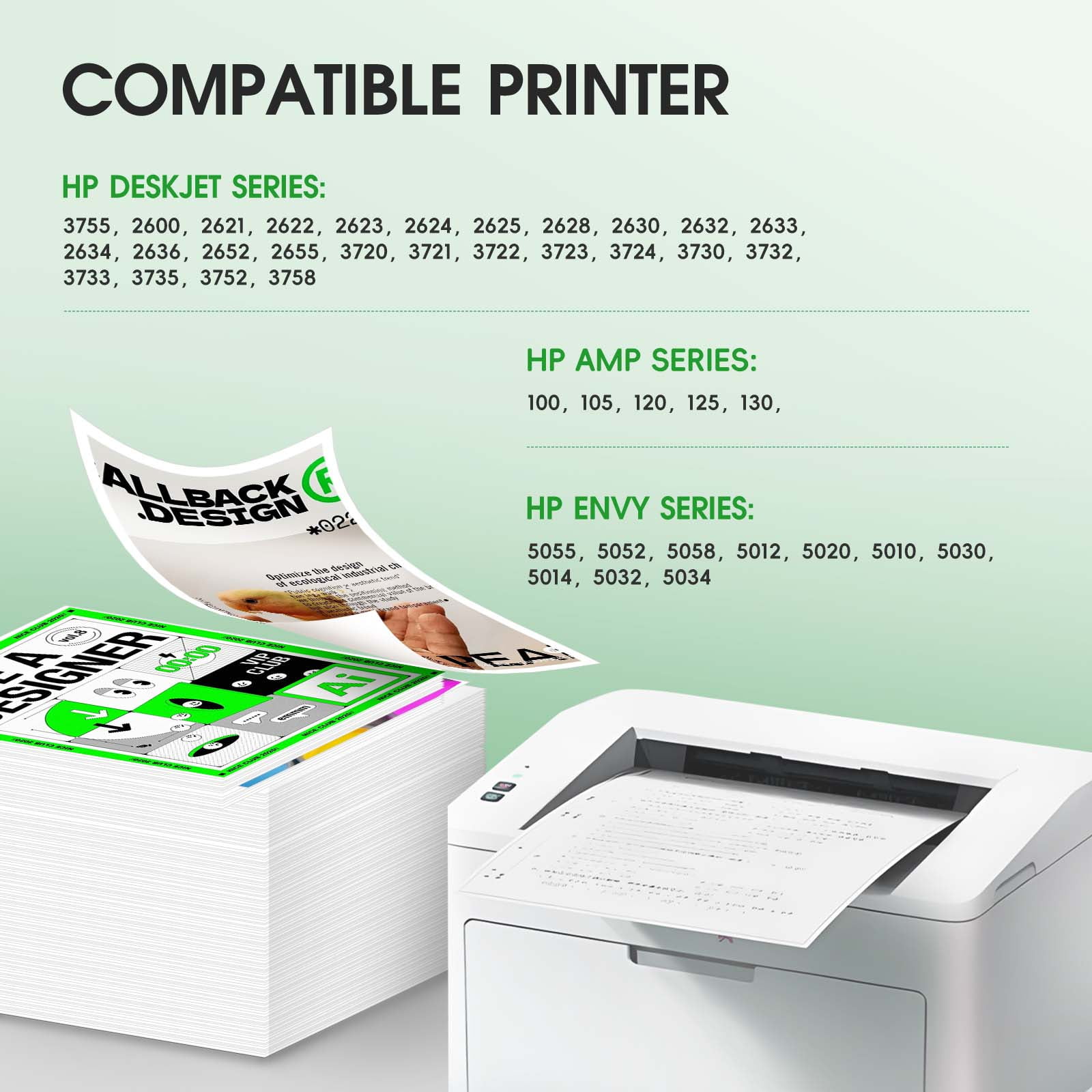 65XL Ink Cartridges Compatible for HP 65XL printer ink cartridges for DeskJet 3755 3700 3752 3772 2600 Envy 5000 5055 5052 5014 5010 5070 AMP 100 120 130 Printers (2 Black, 1 Tri-Color, 3-Pack)
