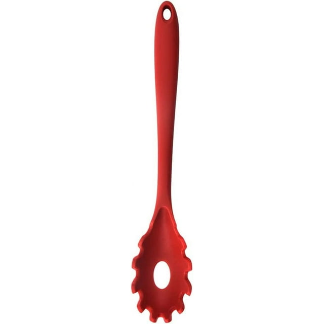 1-2 Pack Silicone Pasta Fork Heat Resistant Noodle Spaghetti Server Spoon (Red, 1 Pack)