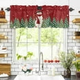 thumbnail image 3 of Christmas Snowman Valances for Windows Winter Snowflakes Pine Trees Art Rod Pocket Curtain Valance Window Treatment Short Curtains for Kitchen Living Room, 60"x14", 3 of 5