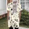 thumbnail image 6 of Tops for Women Plus Size Short Sleeved V-Neck Floral Print Double Pocket Pullover T-shirt Khaki L, 6 of 6