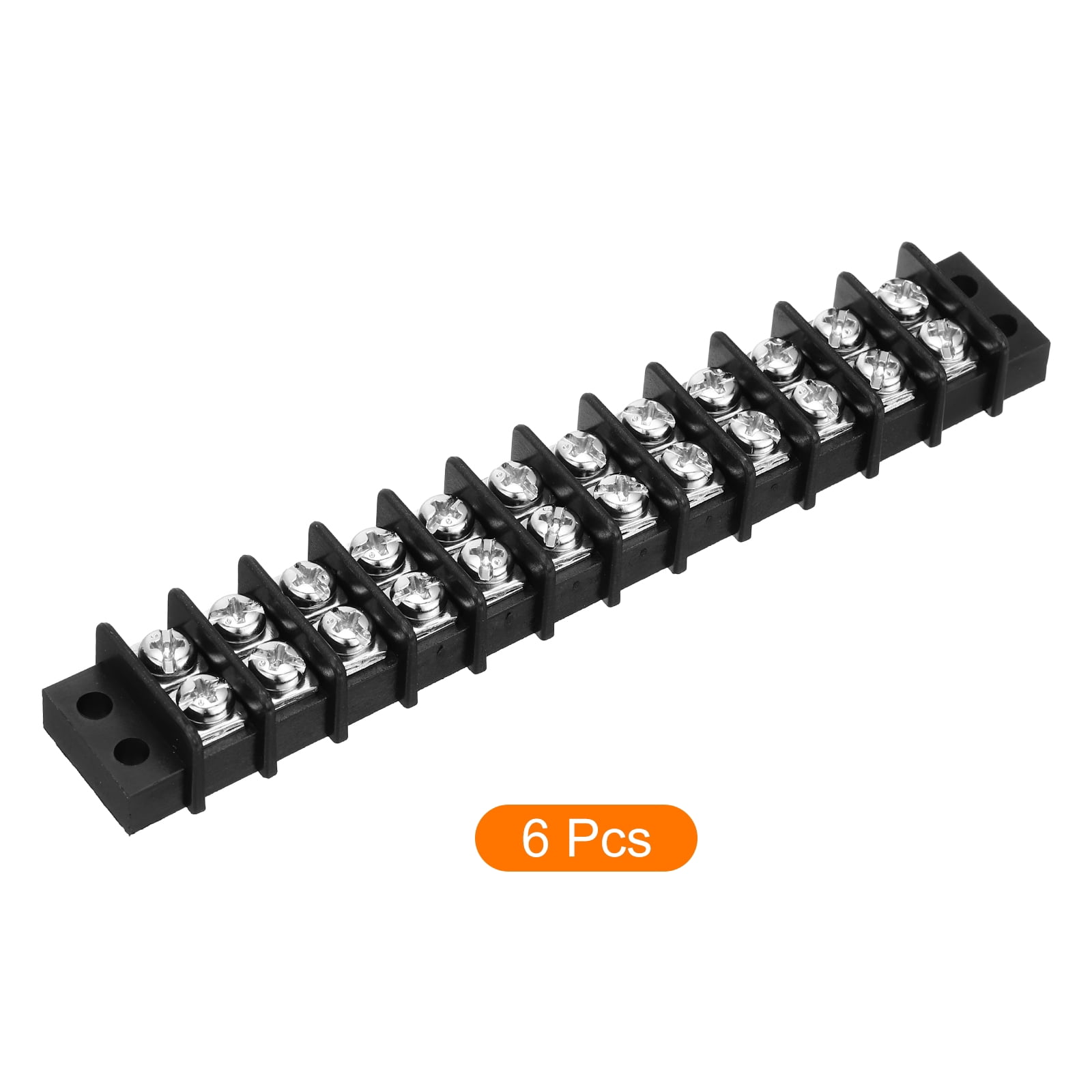 6 Pcs 12 Positions Terminal Block 300V 20A 9.5mm Pitch Dual Rows 12 Circuits DIN Row Screw Terminals Strip