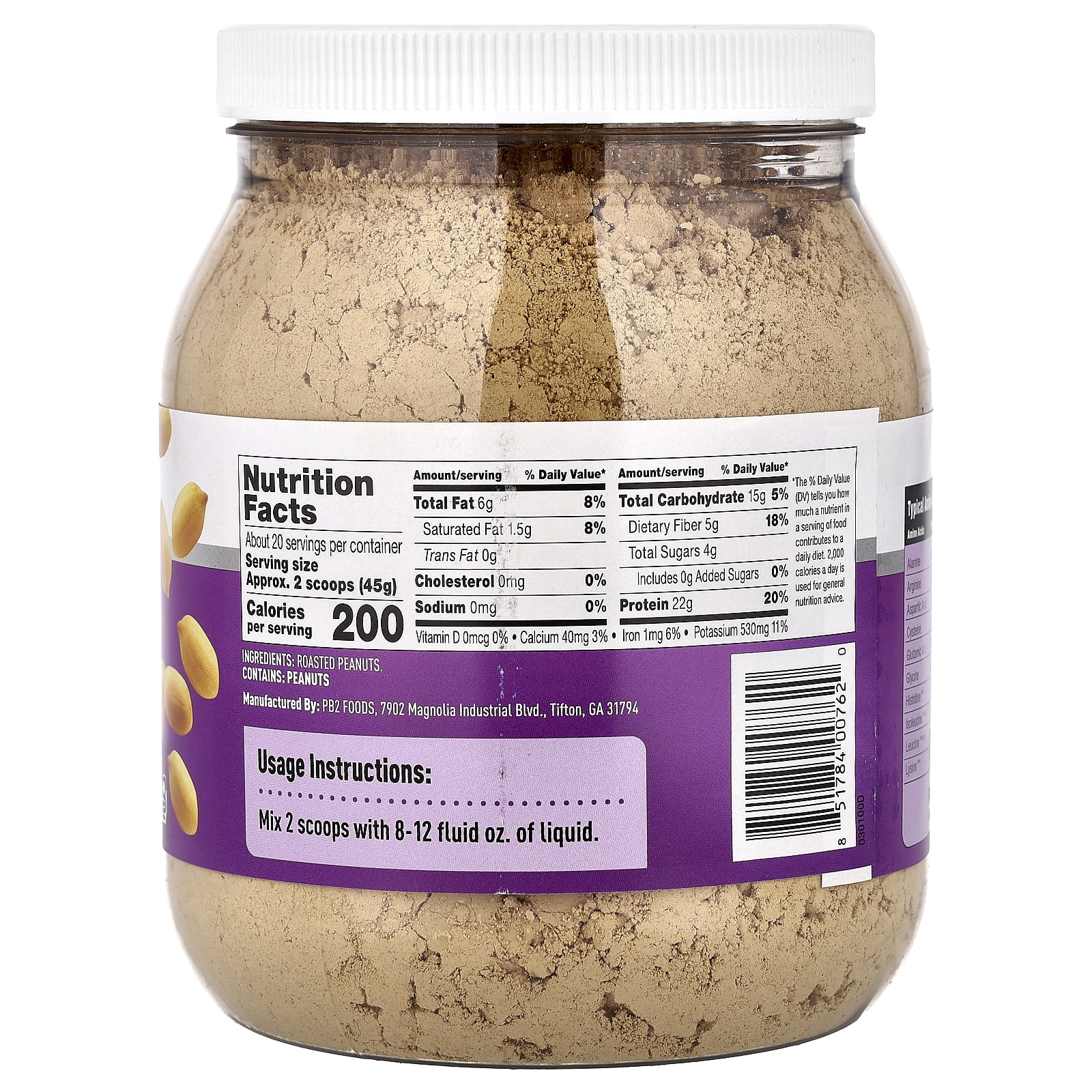 Pure Peanut Protein Plant Powder, 2 lbs ( 907 g), PB2 Foods