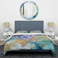 thumbnail image 3 of Designart "Liquid Art in Turquoise and Purple IV" Fractals Bedding Covert Set - Abstract Turquoise Modern Bed Set With 2 Shams, 3 of 6