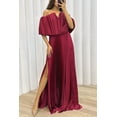 thumbnail image 3 of Vestido elegante y sexy con abertura y hombros descubiertos plisado para mujer de otoño e invierno, 3 of 6