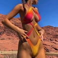 thumbnail image 2 of Aayomet Ensemble Bikini Rehausseur Taille Haute à Lacets pour Femmes, Rouge L, 2 of 4