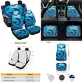 thumbnail image 4 of Yuyamidu 15 PCS Dolphin Car Seat Covers Set with Carpet Mats Blue Heart Steering Wheel Cover Seat Belt Covers Coasters Car Gear Shift Knob Cover for SUV Truck, 4 of 6
