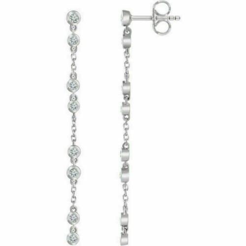 0.33ct Natural Diamond(SI1,G-H)14k White Gold Amazing Chain Drop/Dangle Earrings for Women Gifts