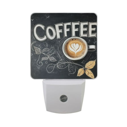 WOBOGO Coffee Time LED Night Light 2 Pcs Set 0.5 Watt Wall Plug in Dusk to Dawn Automatic Switch Soft White Light