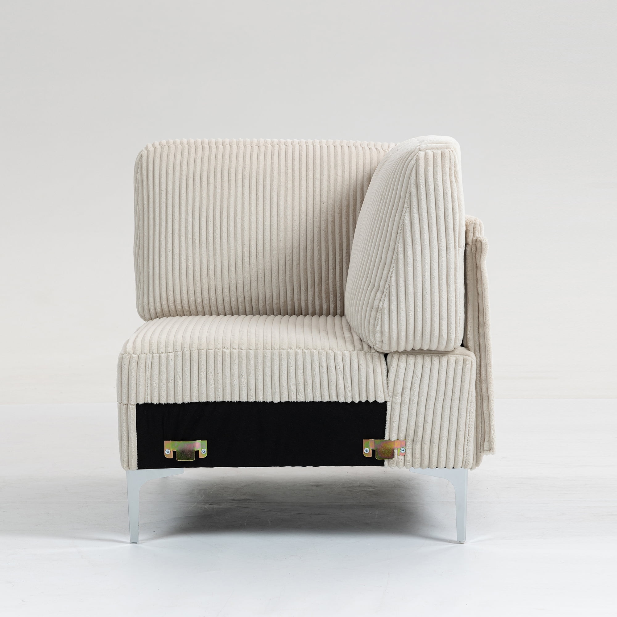 Modular Sectional Sofa, Corner Seat, Middle Seat Module Couch, Beige Corduroy Fabric, DIY Design with Multiple Configurations