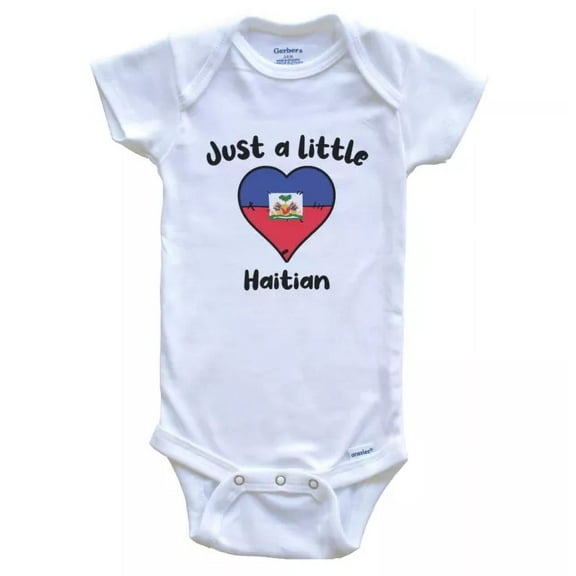 Baby Bodysuit BELLA CANVAS Just A Little Haitian Cute Haiti Flag Heart Baby Bodysuit
