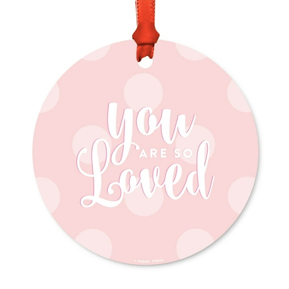 Round Metal Christmas Ornament, You Are So Loved Boy, Includes Ribbon and Gift Bag, Boys Baby Present Gift Ideas