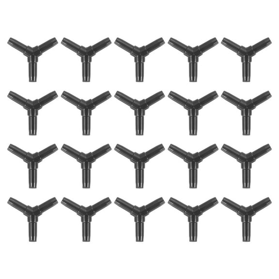 20Pcs Aquarium Air Valve Connector, 3 Way Plastic Inline Tubing Non-return Valves for 4mm ID Airline Tubing Fish Tank Pond Air Line, Black