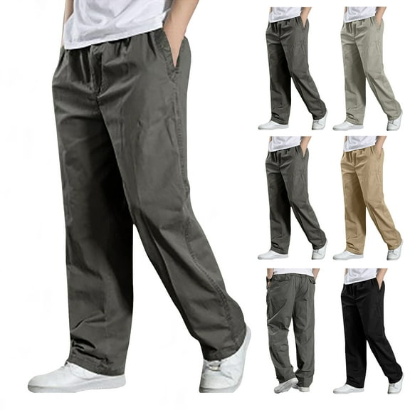 Dgankt Men's Pants Cargo Pants Slim Solid Straight Pants Casual Outdoor Sports Overalls Pants,Sizes M-6XL