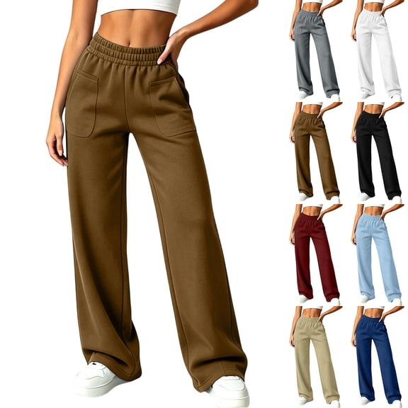BUIGTTKLOP Womens Sweatpants Fleece Lined Wide Leg Baggy Lounge Sweat Pants High Waisted Comfy Casual Warm Fall Winter Workout Gym Trousers