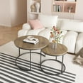 thumbnail image 7 of Coffee Table Set of 2,27.6 inch Round Coffee Table with Sturdy Metal Frame,End Table Side Tables for Living Room Bedroom,Brown, 7 of 7