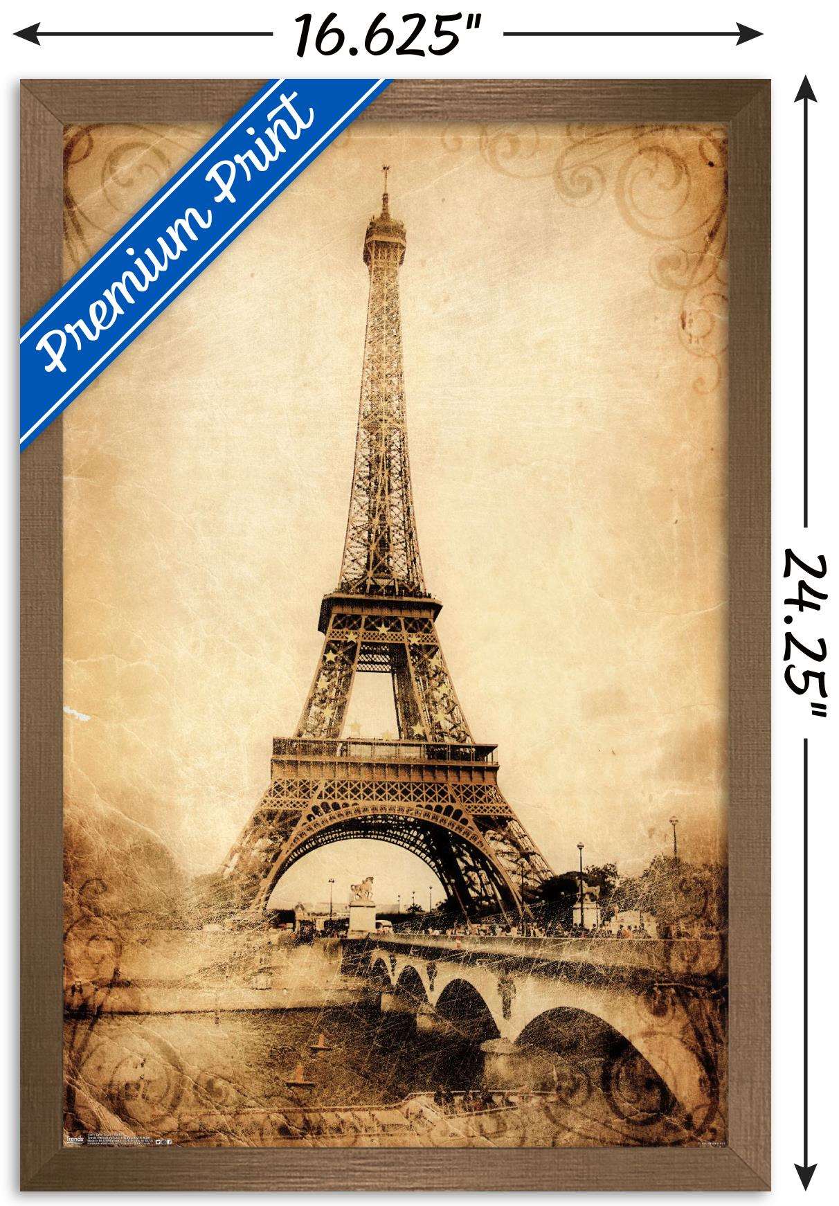 The Eiffel Tower - Rustic Wall Poster, 14.725" x 22.375", Framed