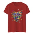 thumbnail image 4 of Graphic Tees for Women T-Shirts Women's Casual Fashion Letter Print Short Sleeve Round Neck Top Platform Competitor Red XXL, 4 of 4