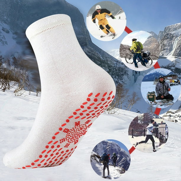 Calcetines Autocalentables Calcetines térmicos de invierno Calcetín térmico multifuncional antifatiga para senderismo (blanco) Wdftyju Libre de BPA