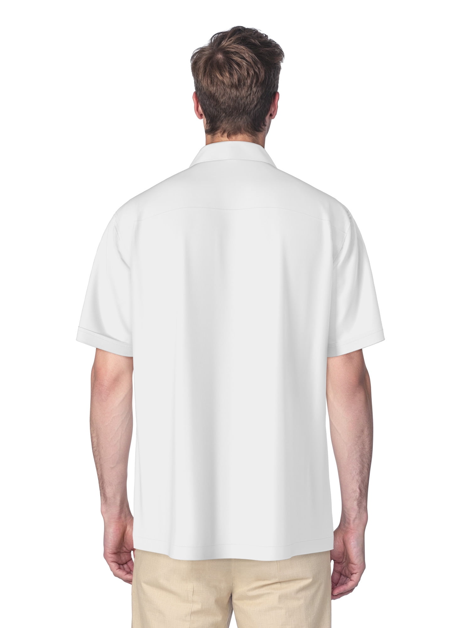 Cafe Luna Men's and Big Men's Yarn-Dyed Panel Shoort Sleeve Woven Shirt, Size S-4XL