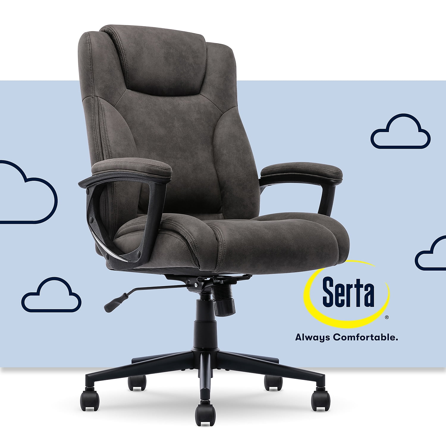 Serta Comfort Eco Office Ergonomic Computer Chair Lumber Support Brown