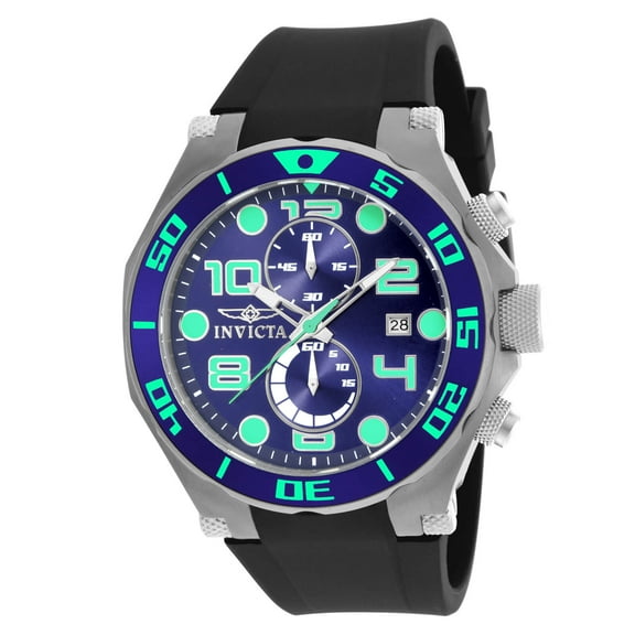 Invicta Pro Diver Chronograph Blue Dial Black Polyurethane Men's Watch 17813