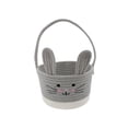 thumbnail image 2 of Easter Basket Braided Cotton Rope Build Bunny Ear Handle Design Color Matching Rabbit Face Pattern Hand Basket for Eggs Storage Container, 2 of 6