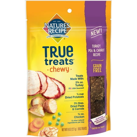 Cheeky Dog - Nature's Recipe True Treats with Turkey, Pea & Carrot, Grain-Free, Natural, Chewy Dog Treats, 8 Oz.