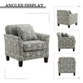 thumbnail image 5 of Accent Chair Upholstered Armchair with 2 Throw Lumbar Pillows Fabric Club Lounge Sofa Wood Leg Living Bedroom Home Office Grey, 5 of 7